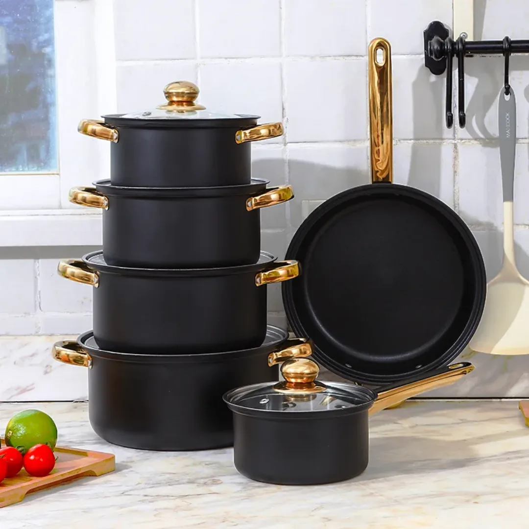 12 Pcs Black Cookware set