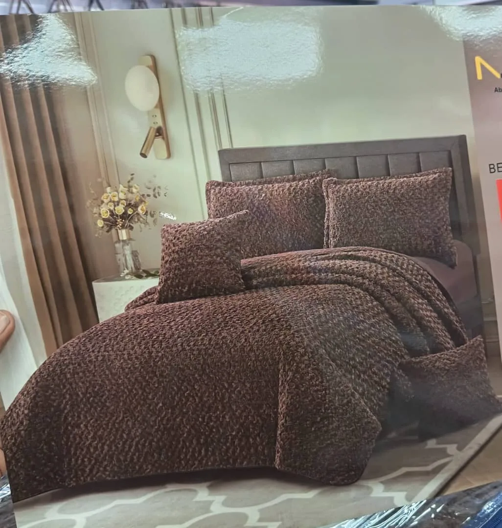 Luxury Teddy Fleece Comforter Set – Dark brown