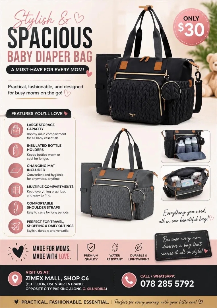 Stylish & Spacious Baby Diaper Bag