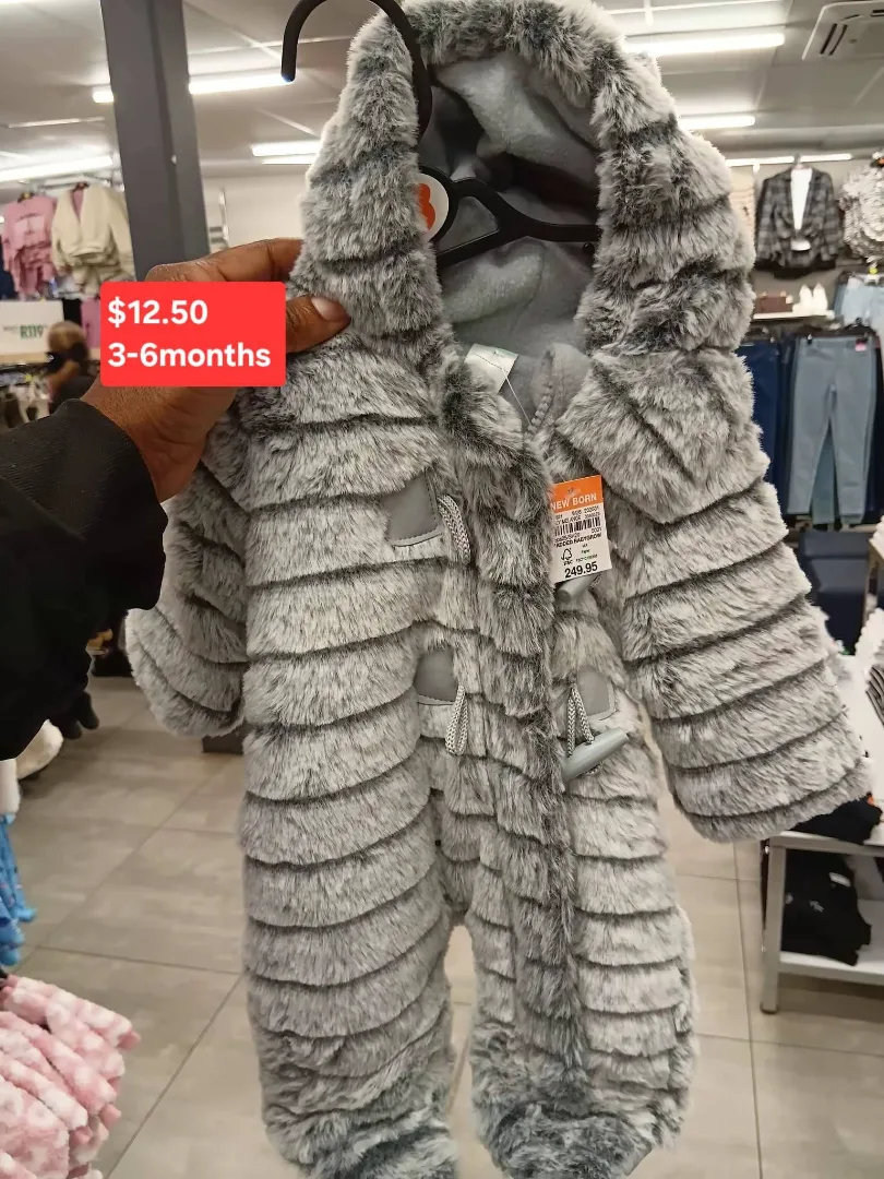 Grey Furry Baby Onesie