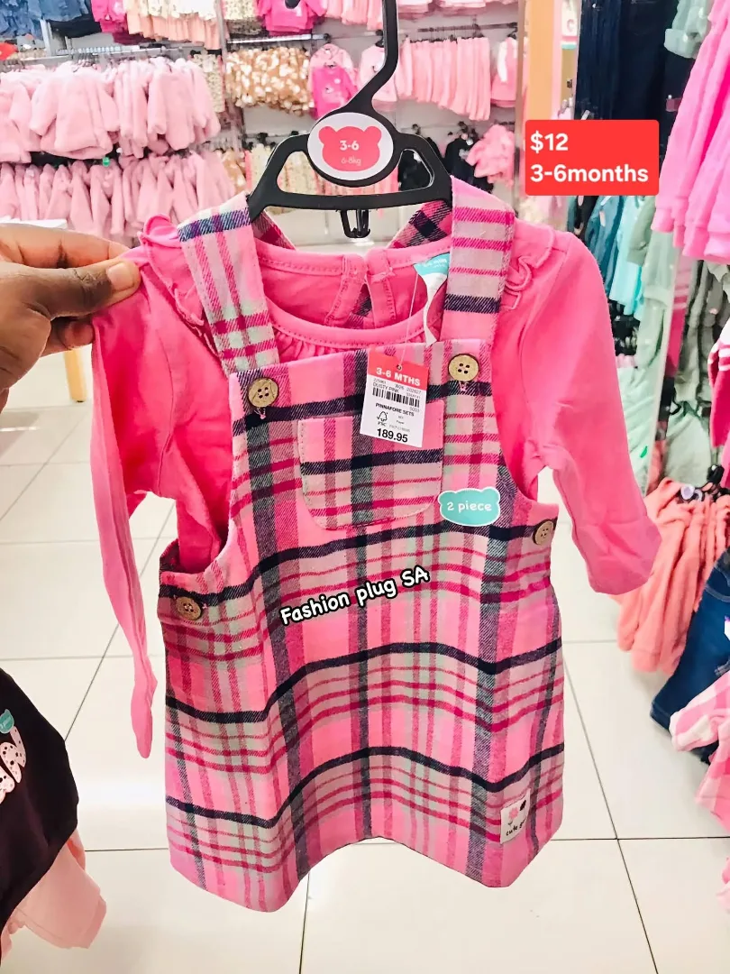 Pink Plaid Baby Dress Set