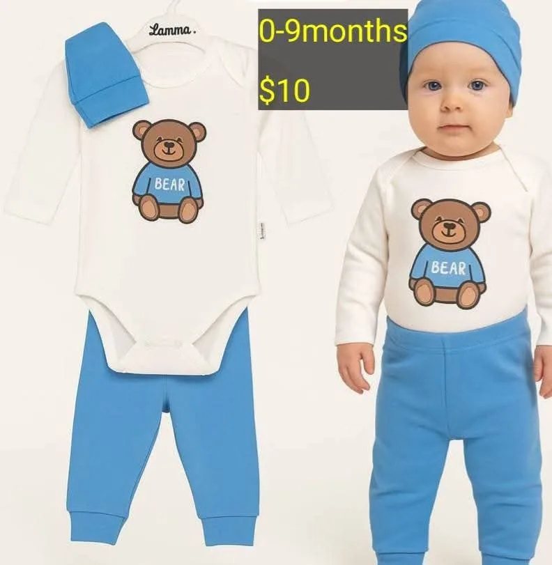 Baby Bear Outfit Set 0-9 Months