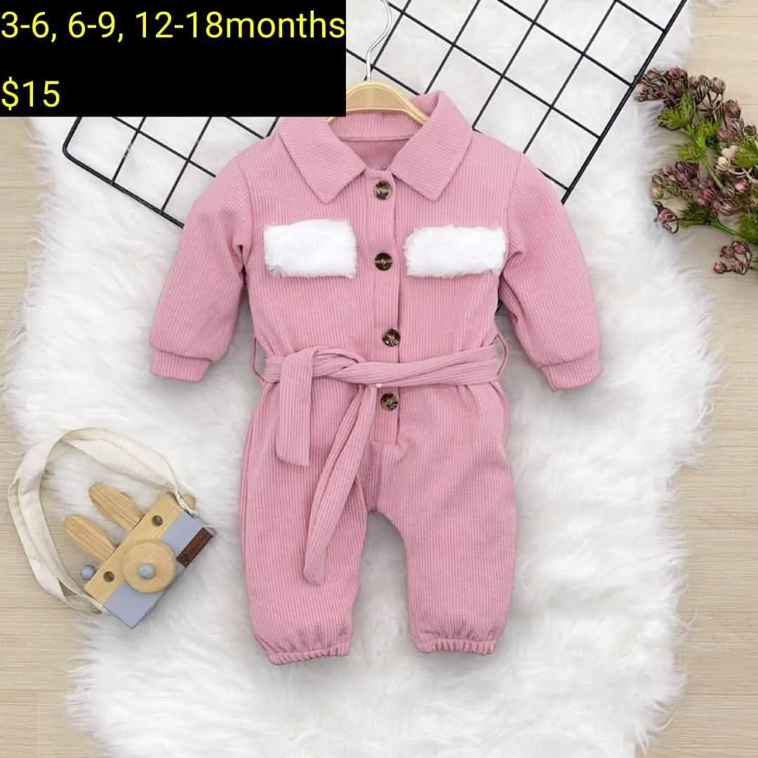 Pink Baby Jumpsuit with Belt