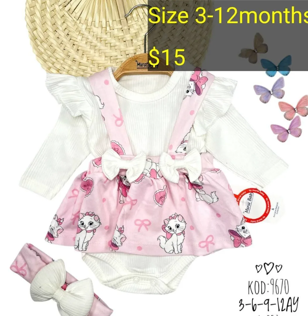 Baby Girl's Cat Print Dress Set