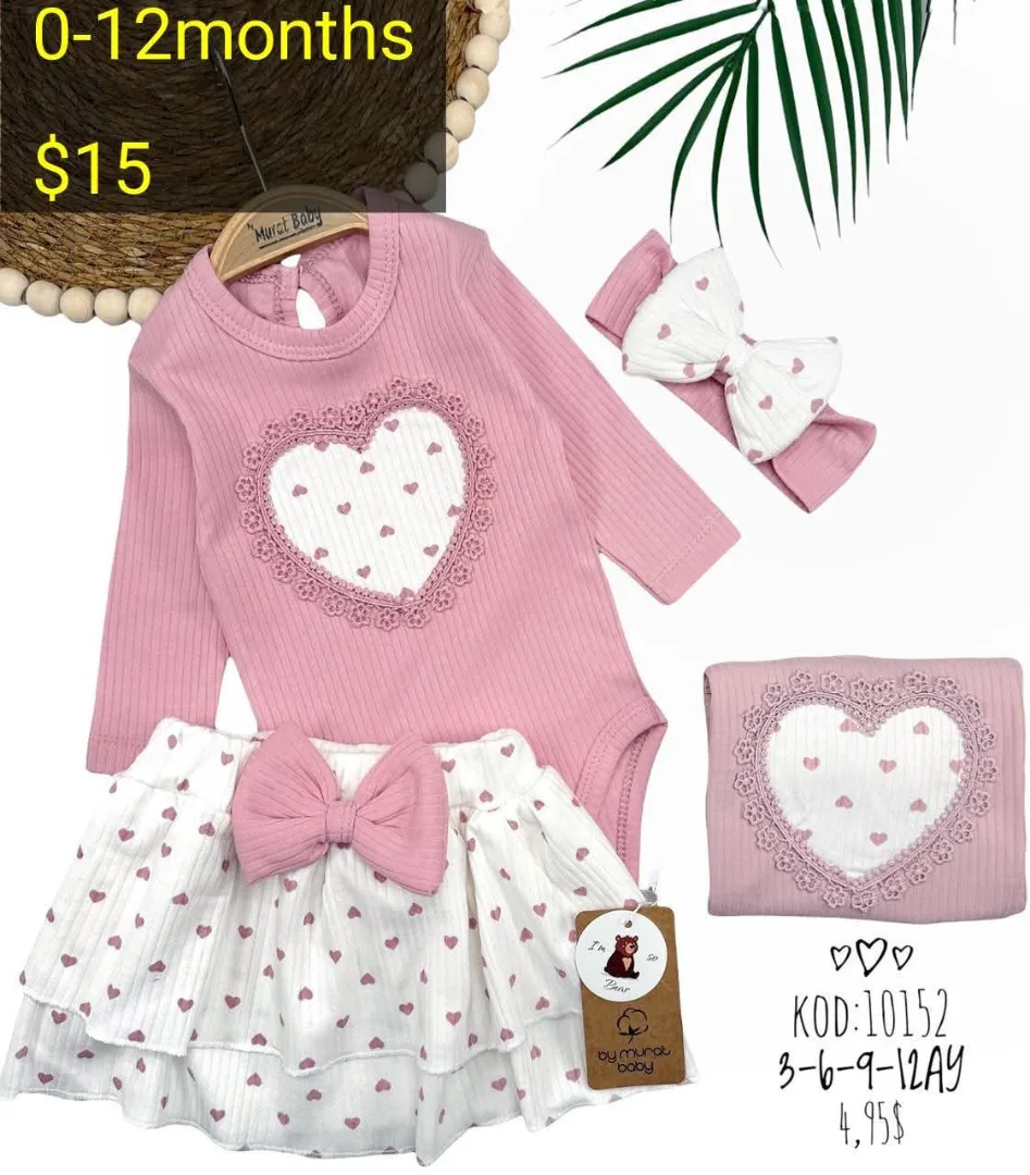 Pink Baby Outfit with Heart Design