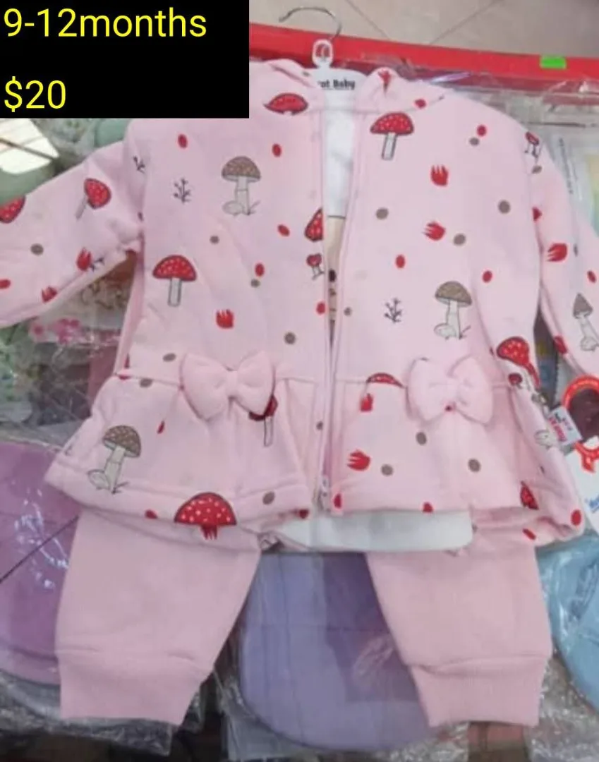 Pink Baby Outfit with Mushroom Print