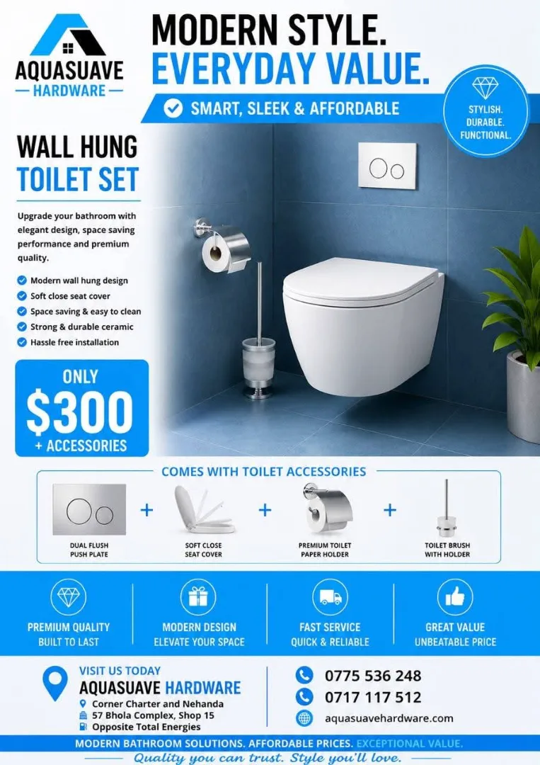 Aquasuave Wall Hung Toilet Set