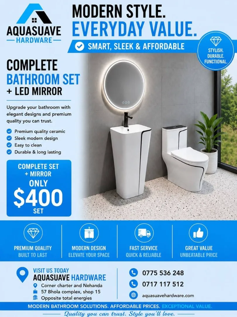 Complete Bathroom Set with LED Mirror