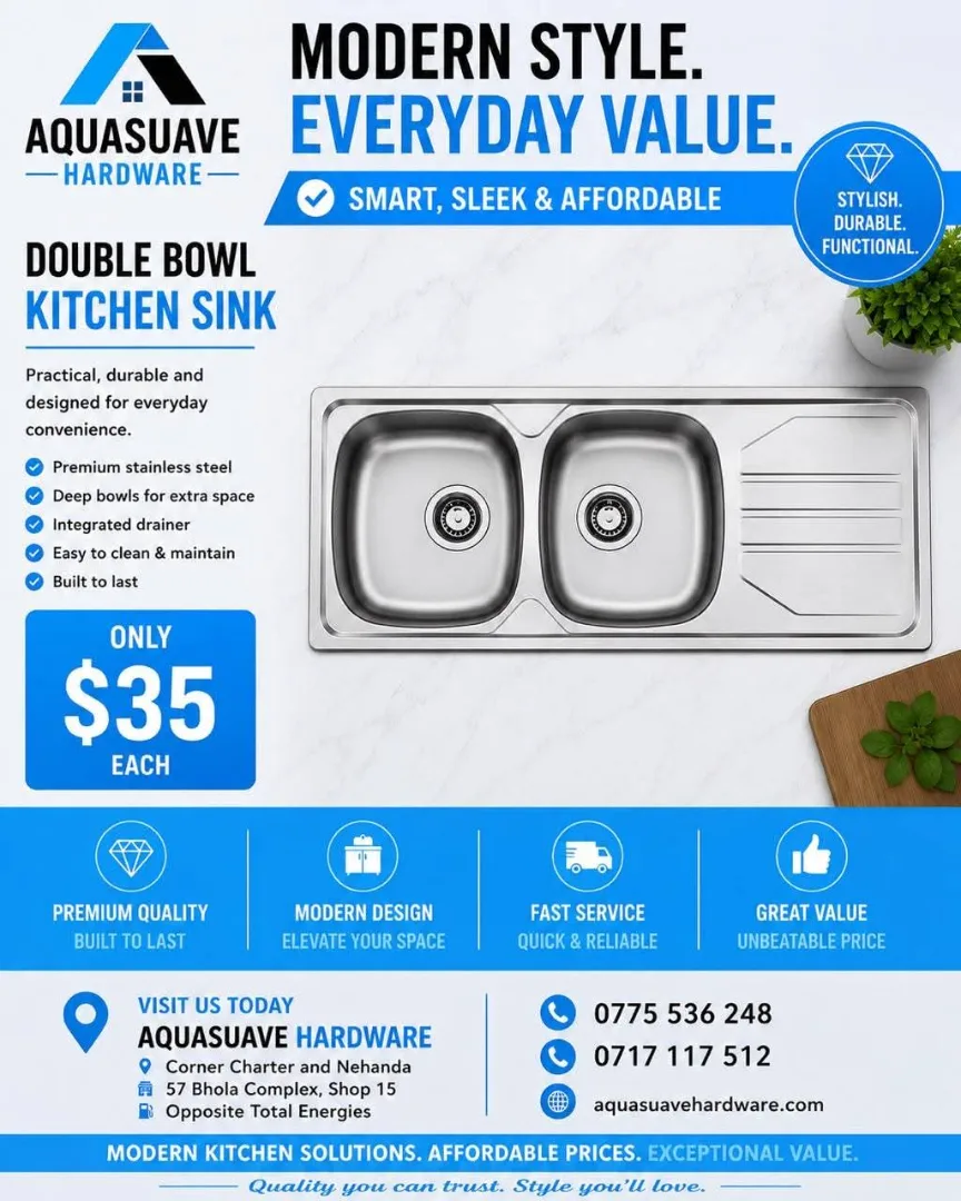 Aquasuave Double Bowl Kitchen Sink