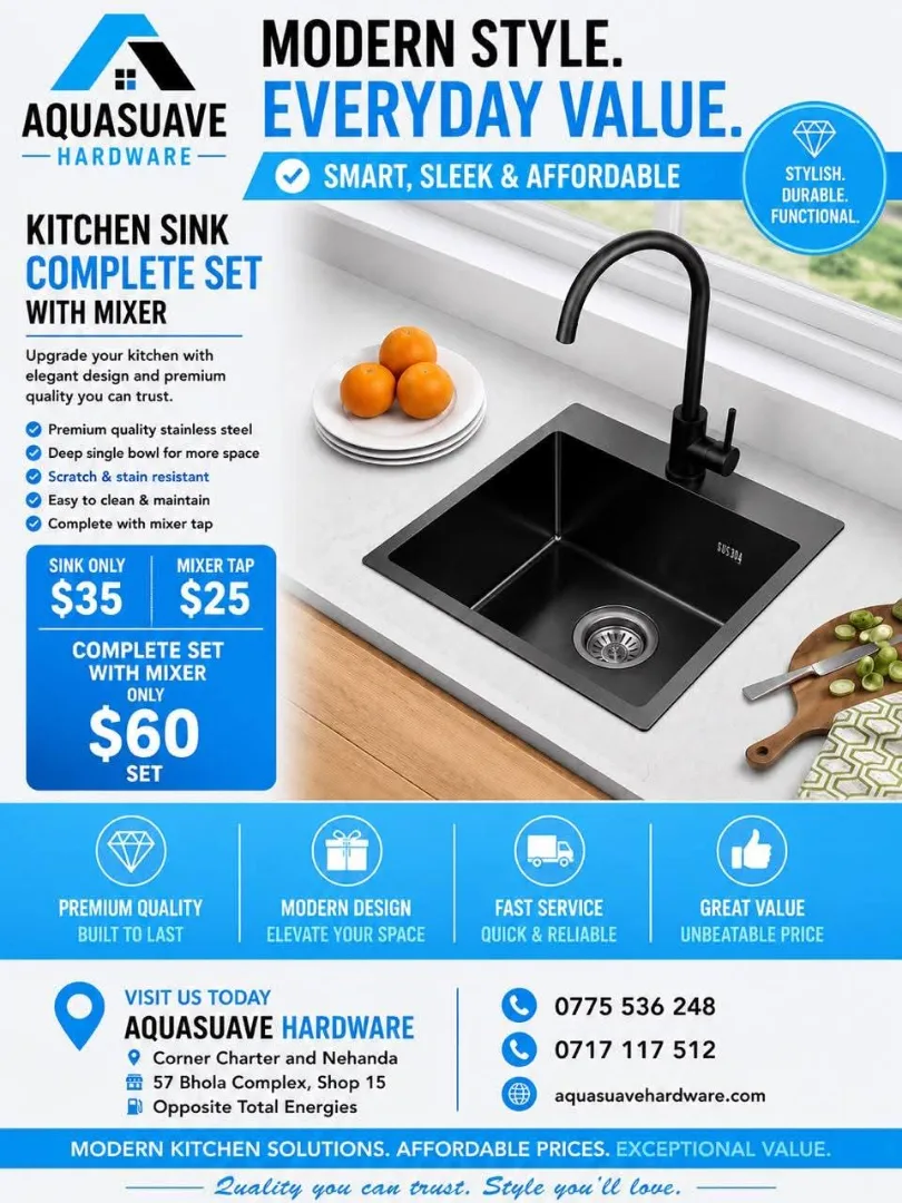 Aquasuave Kitchen Sink Complete Set with Mixer