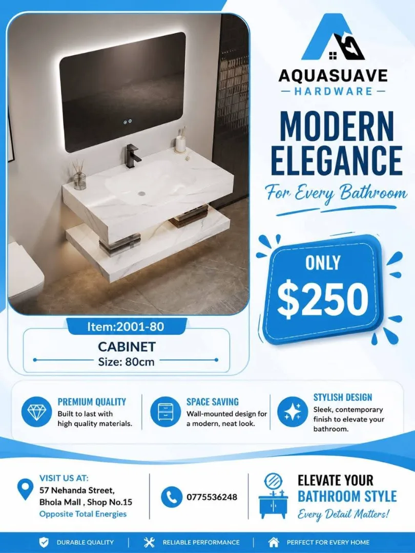Aquasuave 80cm Wall-Mounted Bathroom Cabinet