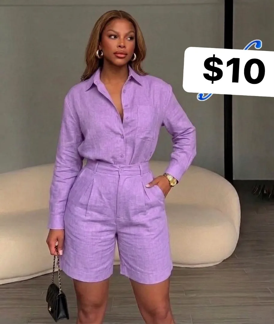 Lilac Women's Shirt and Shorts Set