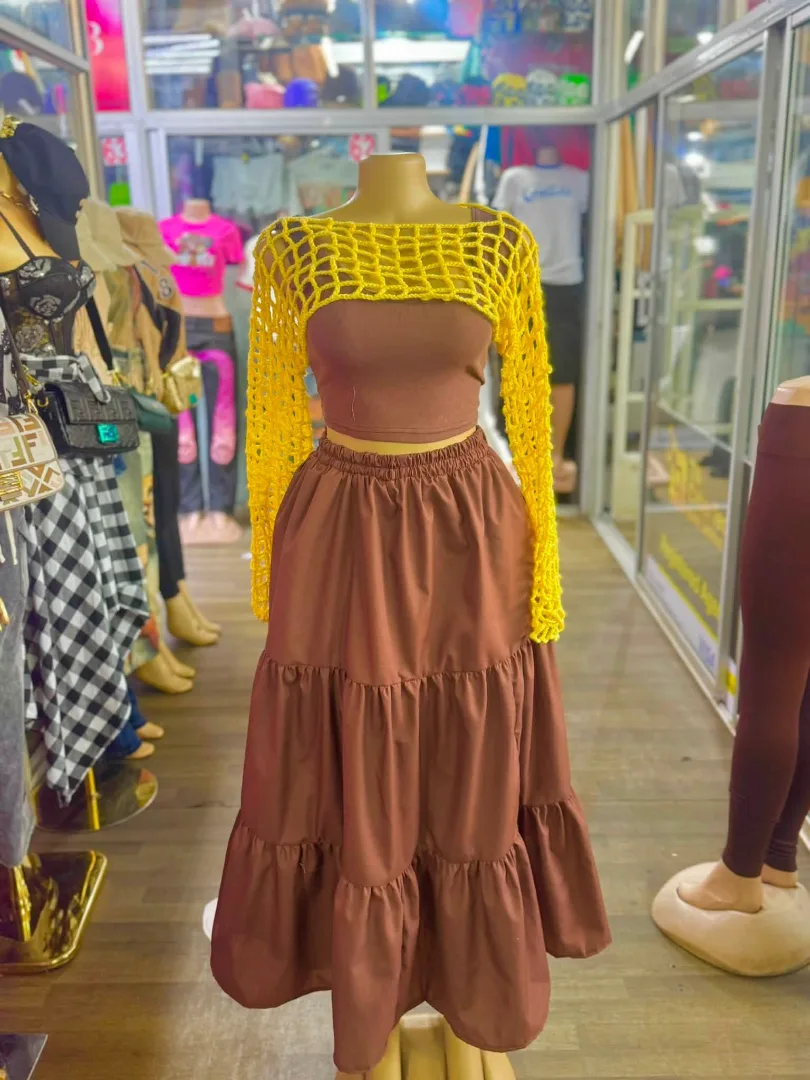 Brown Tiered Boho maxi Skirt
