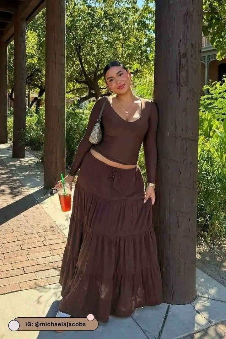 Brown Boho maxi Skirt