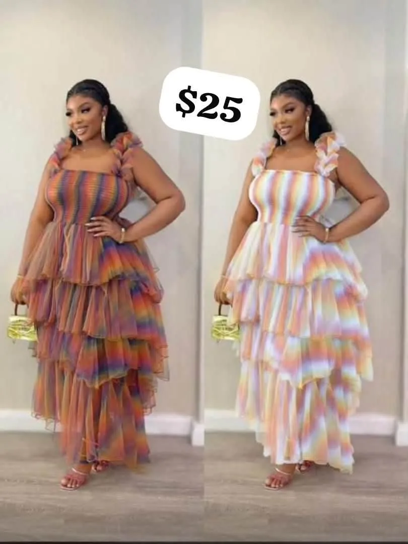 Rainbow Layered Maxi Dress