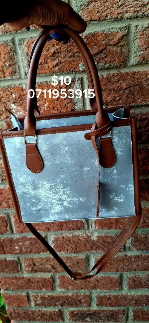 Stylish Brown and Silver Handbag