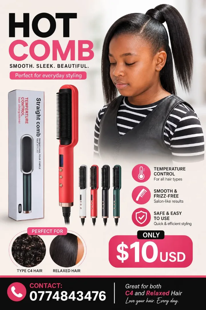 Temperature Control Hair Straightener Comb