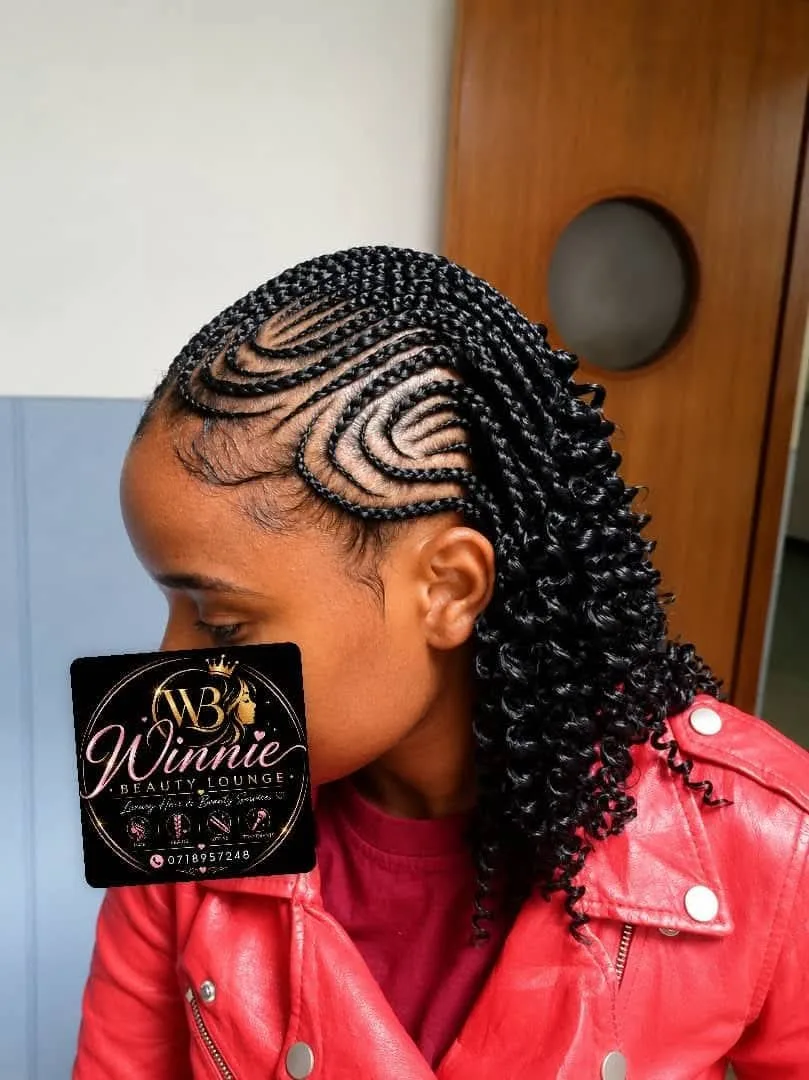 Stylish Cornrow Braids with Curls