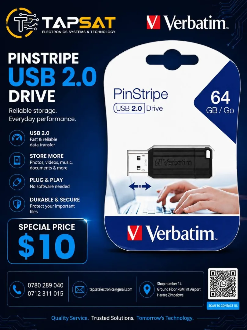 Verbatim PinStripe USB 2.0 Drive 64GB