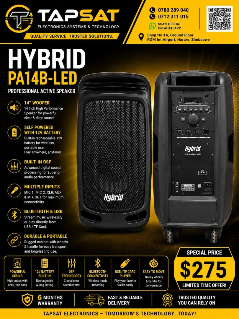 Hybrid PA14B-LED Professional Active Speaker