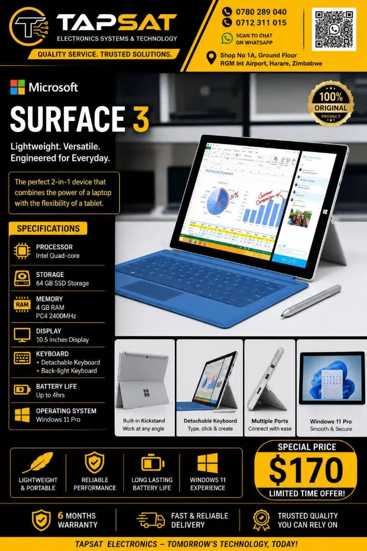 Microsoft Surface 3 Tablet with Keyboard