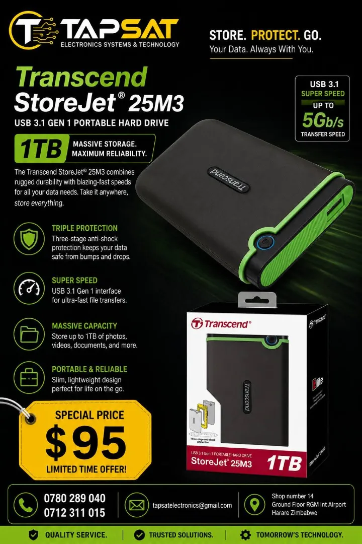 Transcend StoreJet 25M3 1TB Portable Hard Drive