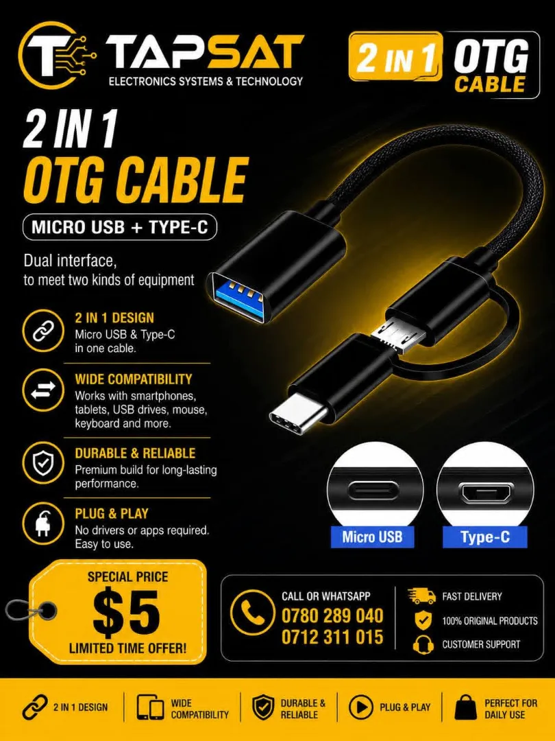 Tapsat 2 in 1 OTG Cable Micro USB + Type-C