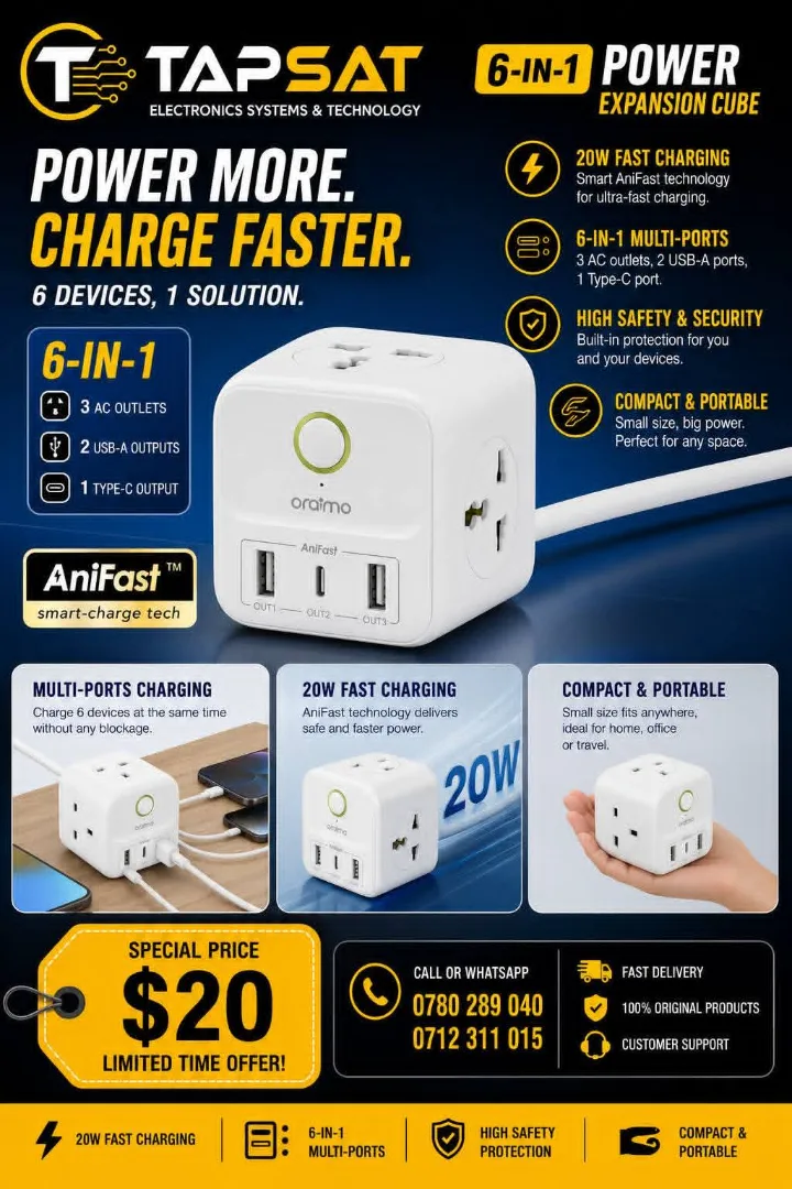 Oraimo 6-in-1 Power Expansion Cube