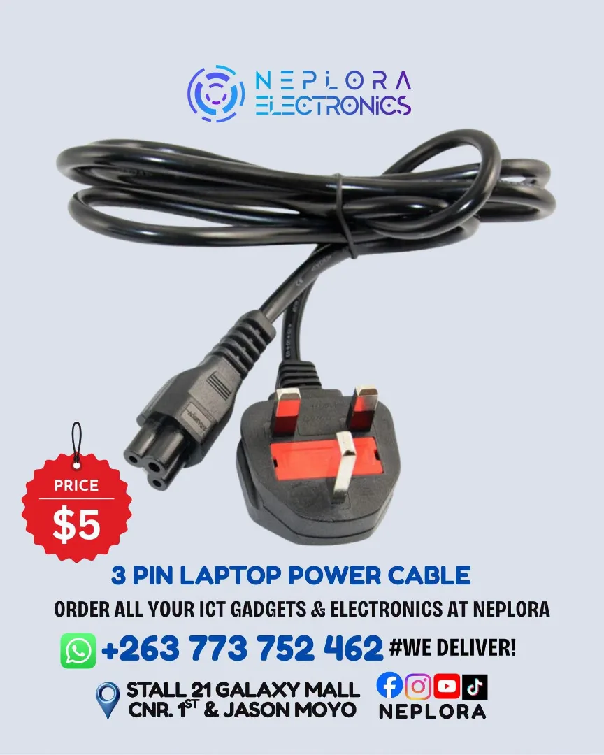 3 Pin Laptop Power Cable