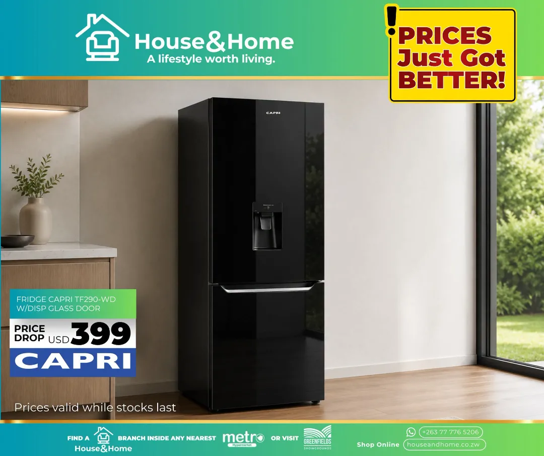 Capri TF290-WD Fridge with Glass Door