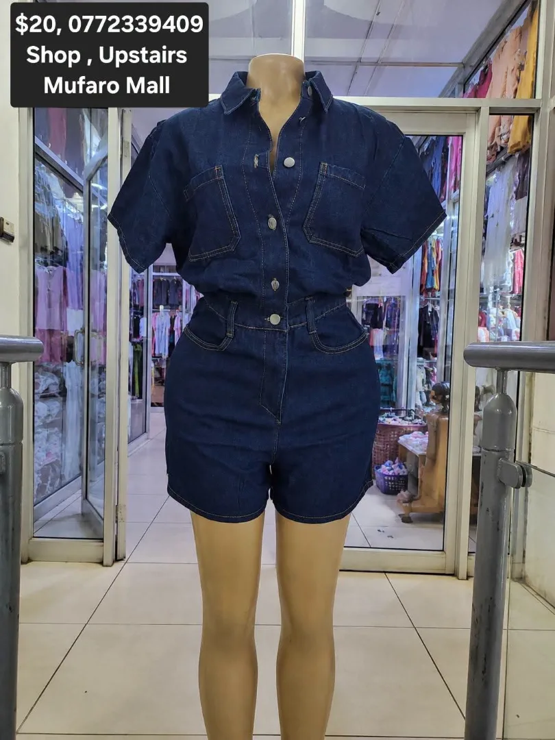 Denim Short Sleeve Jumpsuit