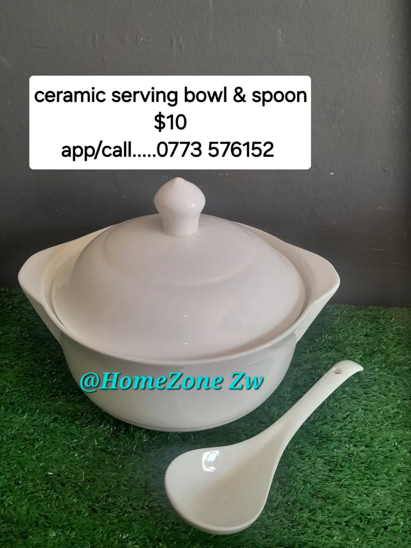 Ceramic Serving Bowl with Spoon