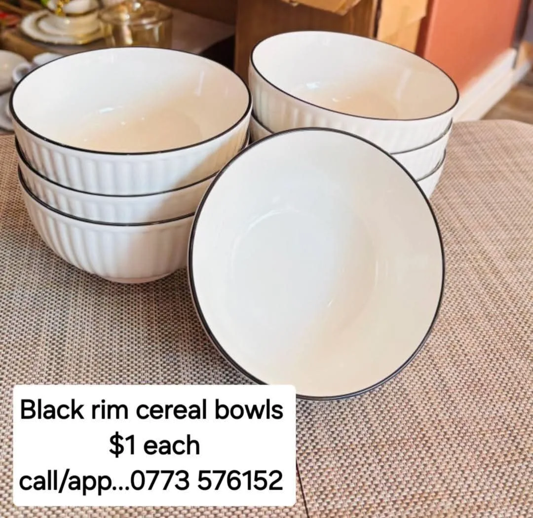 Black Rim Cereal Bowls