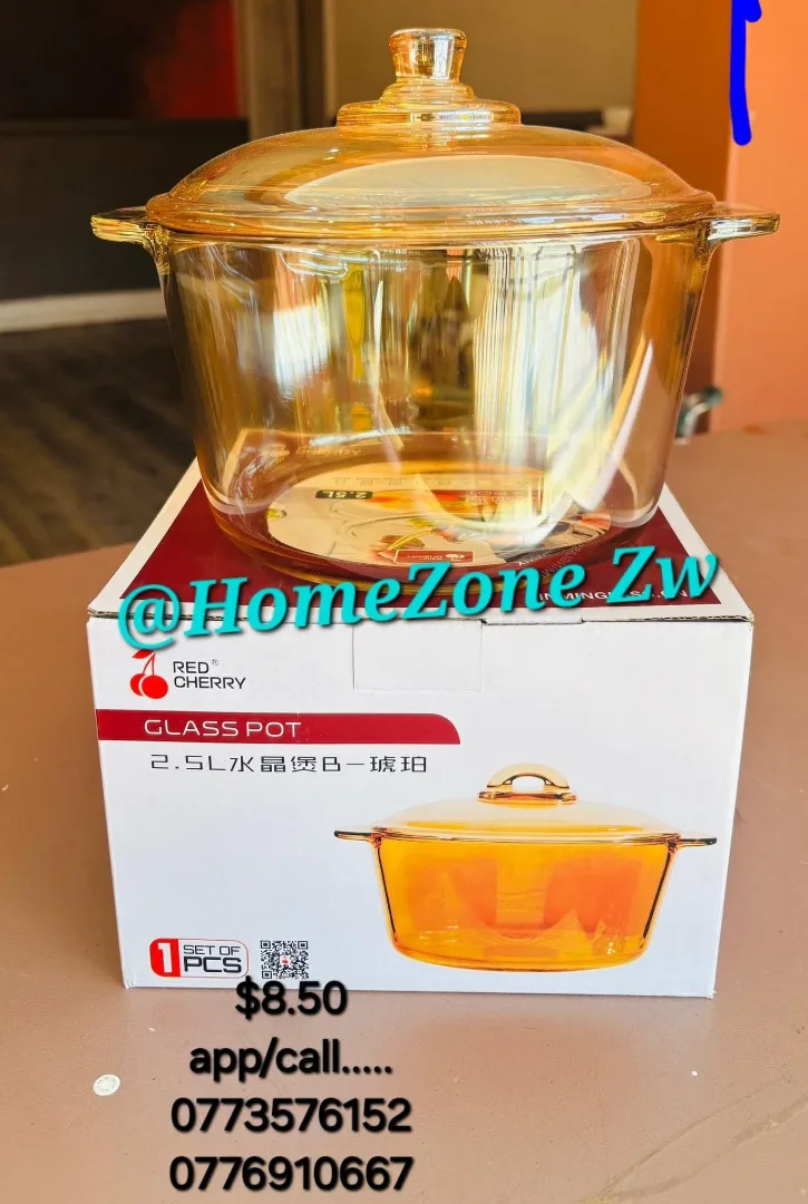 Red Cherry 2.5L Glass Pot