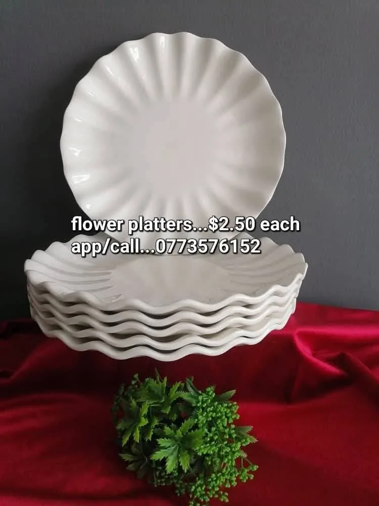 White Flower Platters