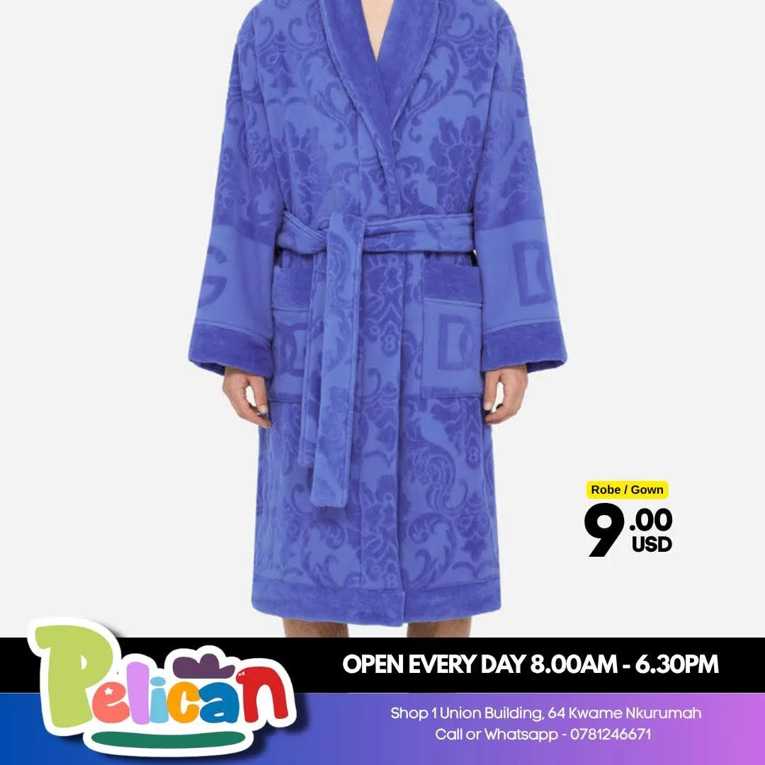 Blue Patterned Bathrobe