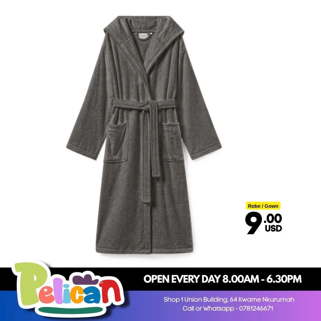Grey Hooded Bathrobe