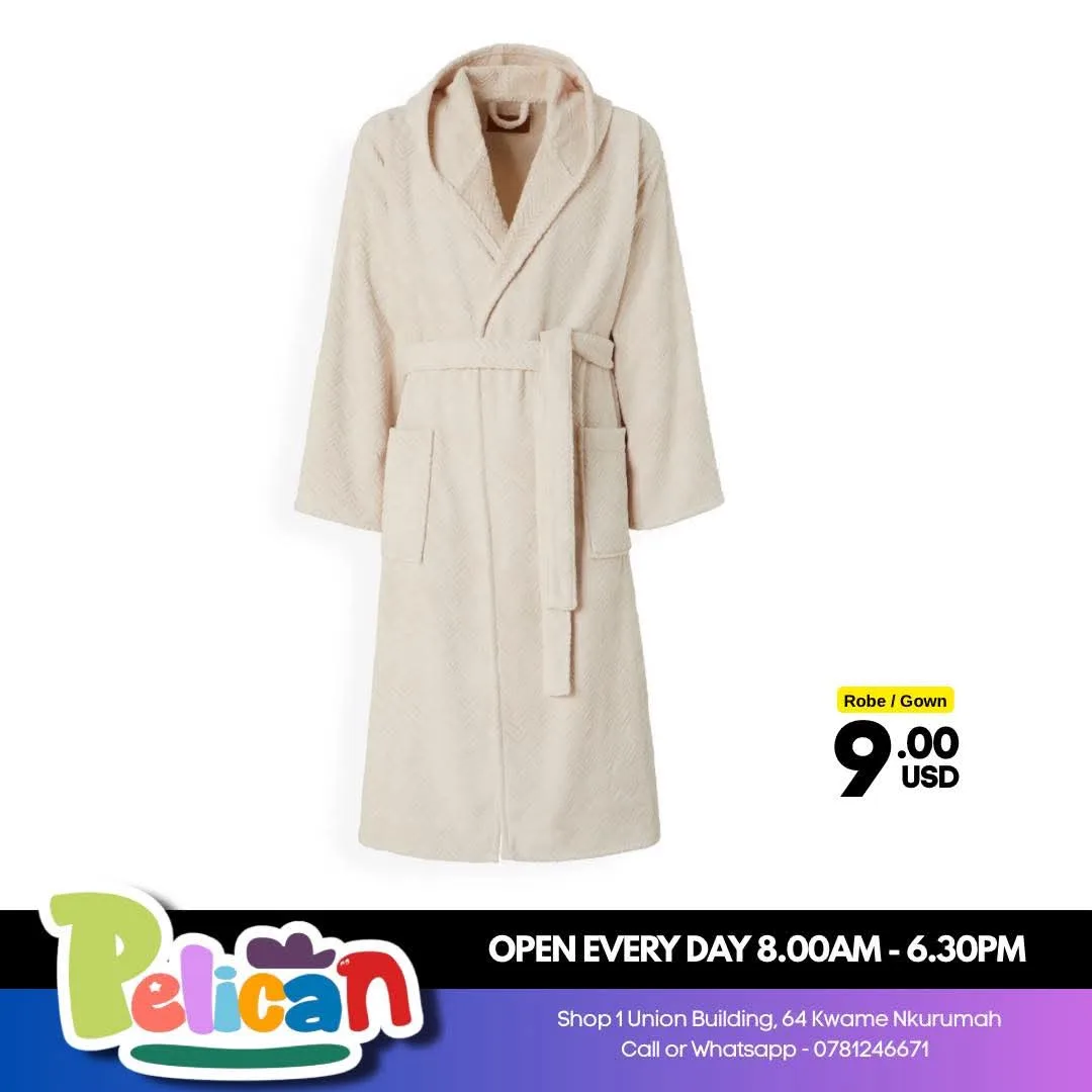 Beige Bathrobe with Hood