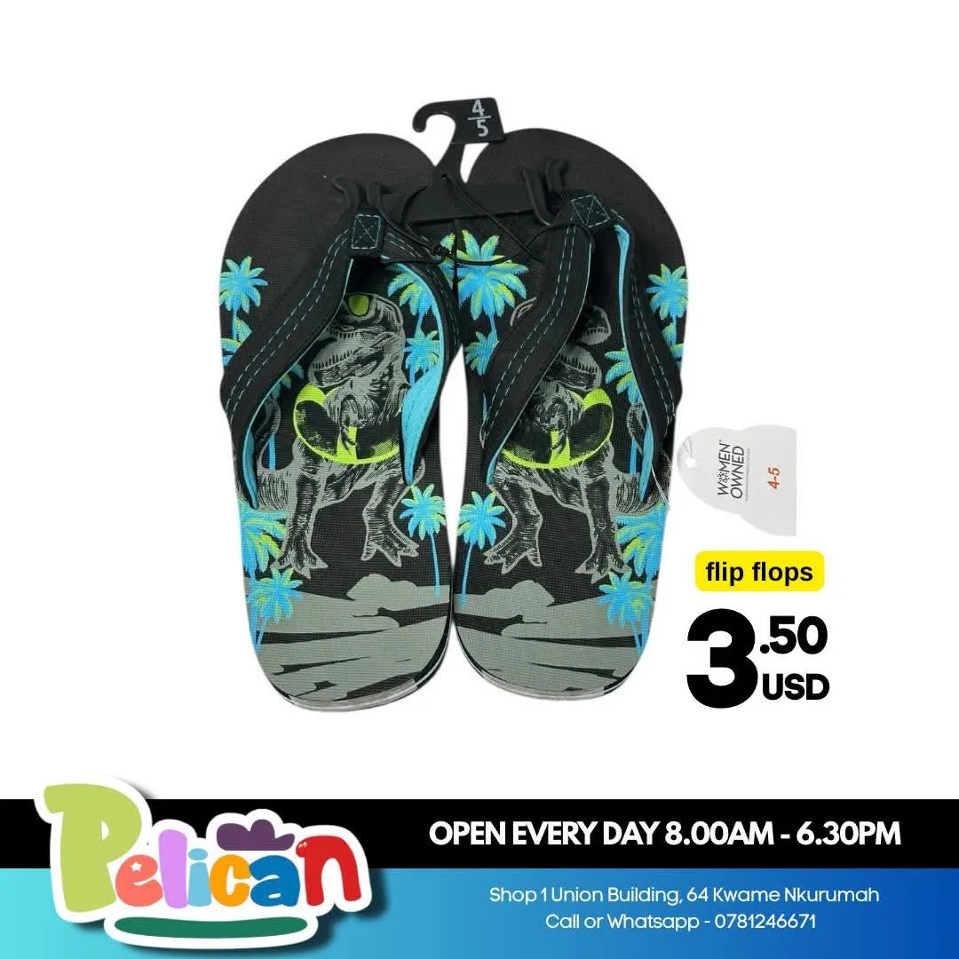 Dinosaur Print Flip Flops