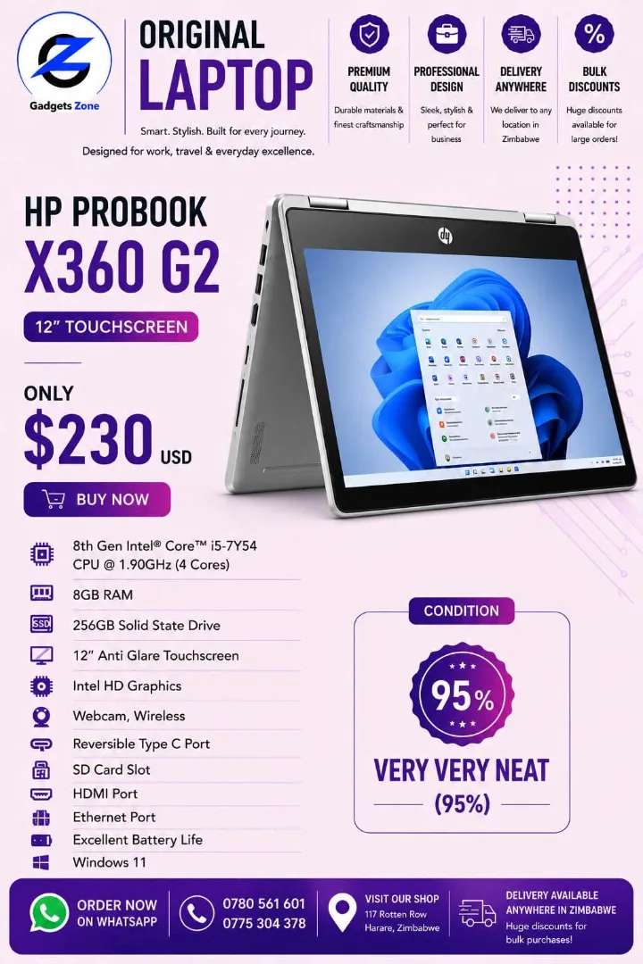 HP ProBook x360 G2 12" Touchscreen Laptop