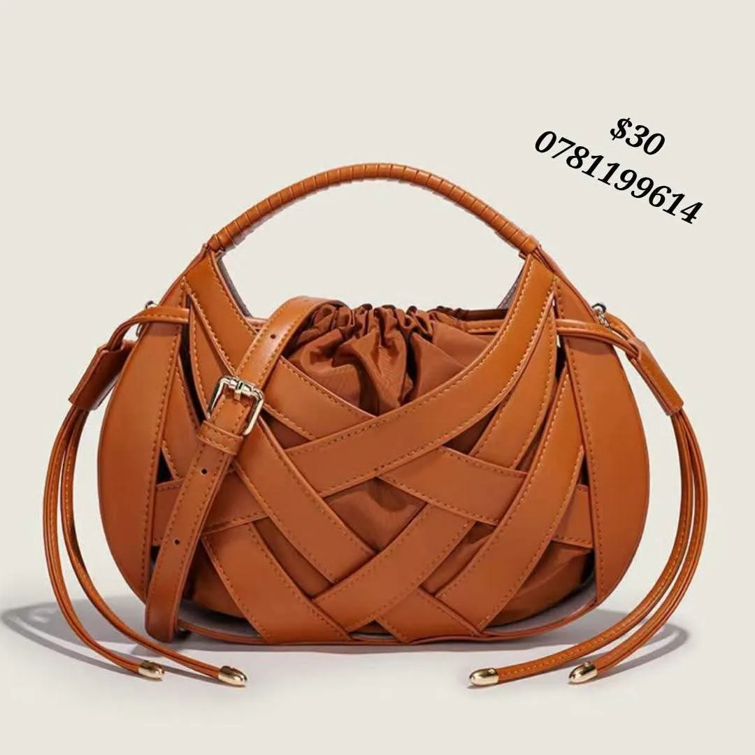 Brown Woven Handbag
