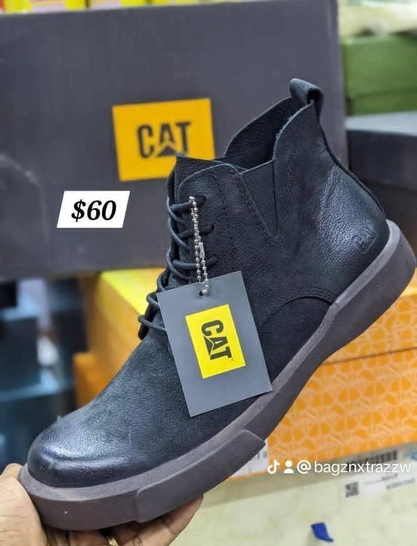 CAT Black Leather Boots