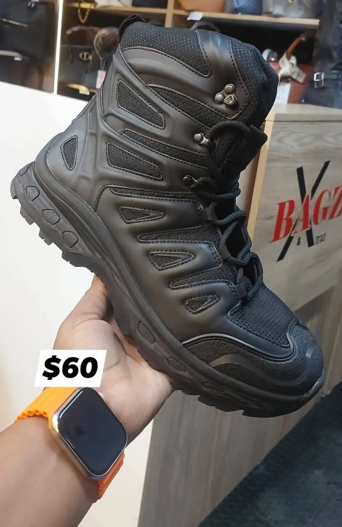 Black High-Top Hiking Boots