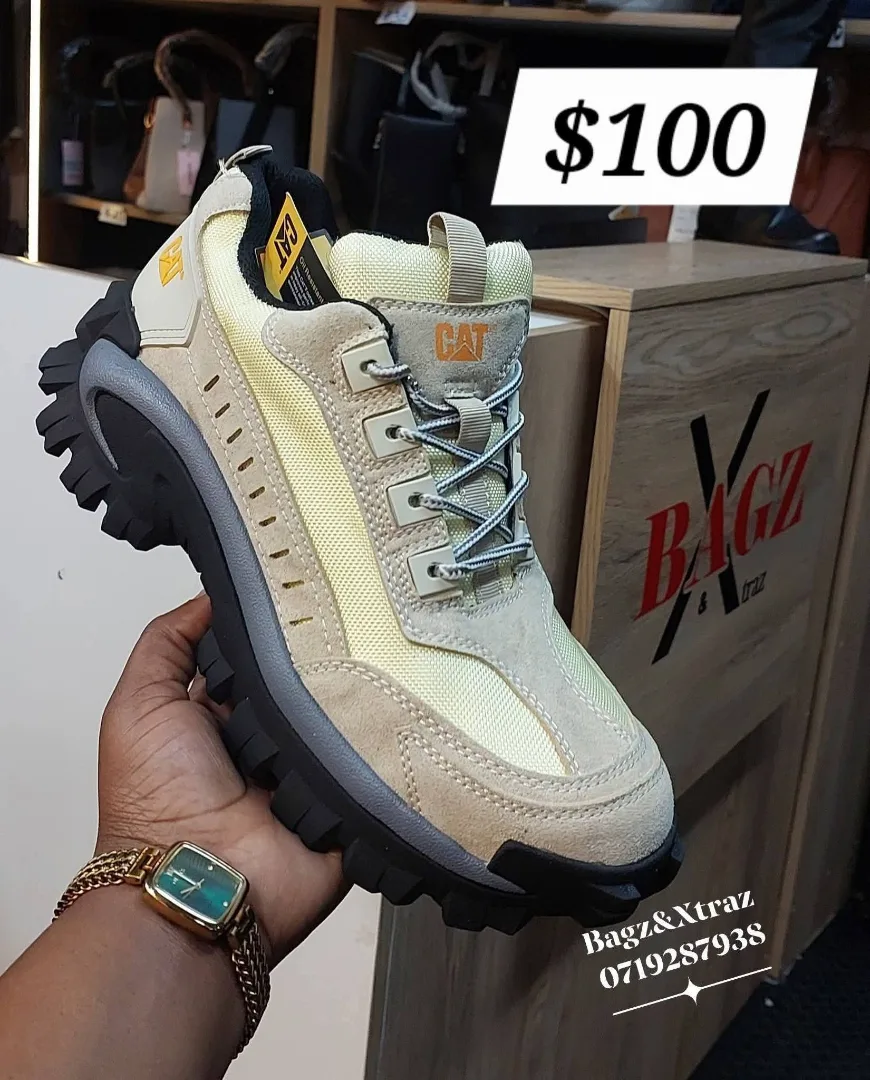 CAT Beige and Yellow Sneakers