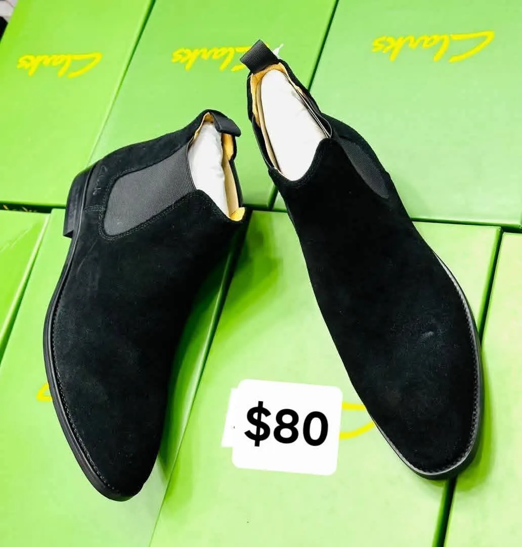 Clarks Black Suede Chelsea Boots