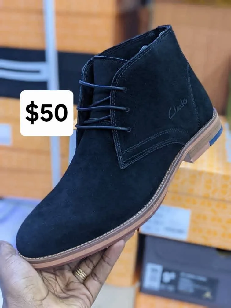 Clarks Black Suede Ankle Boots