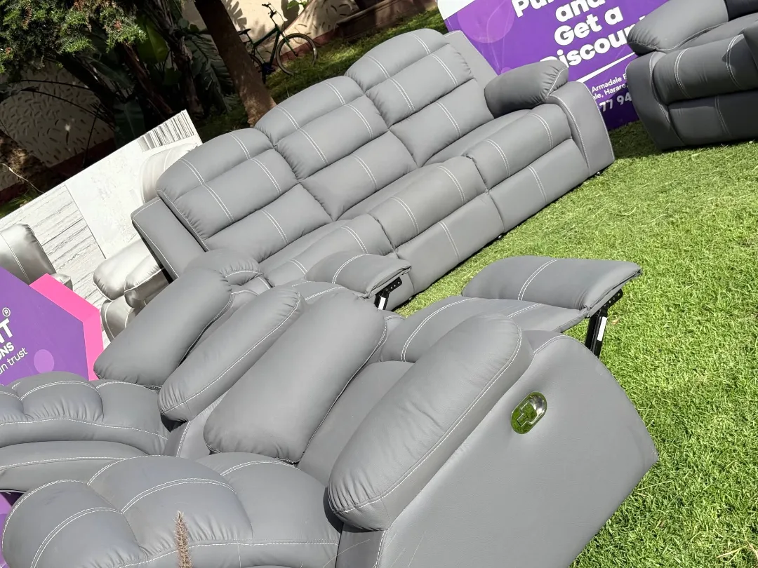 Grey Recliner Sofa Set