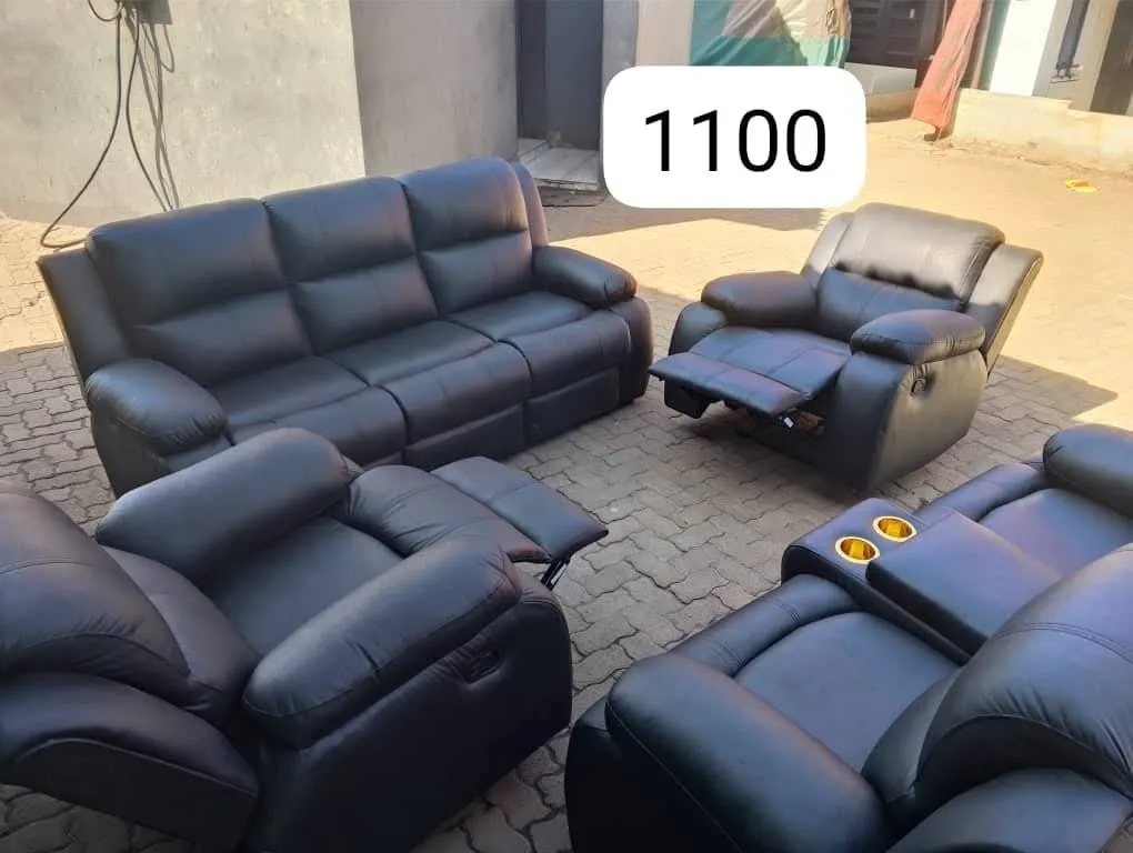 Black Leather Recliner Sofa Set