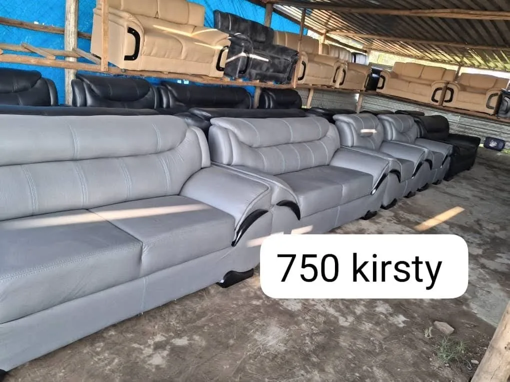 Grey Leather Sofa Set
