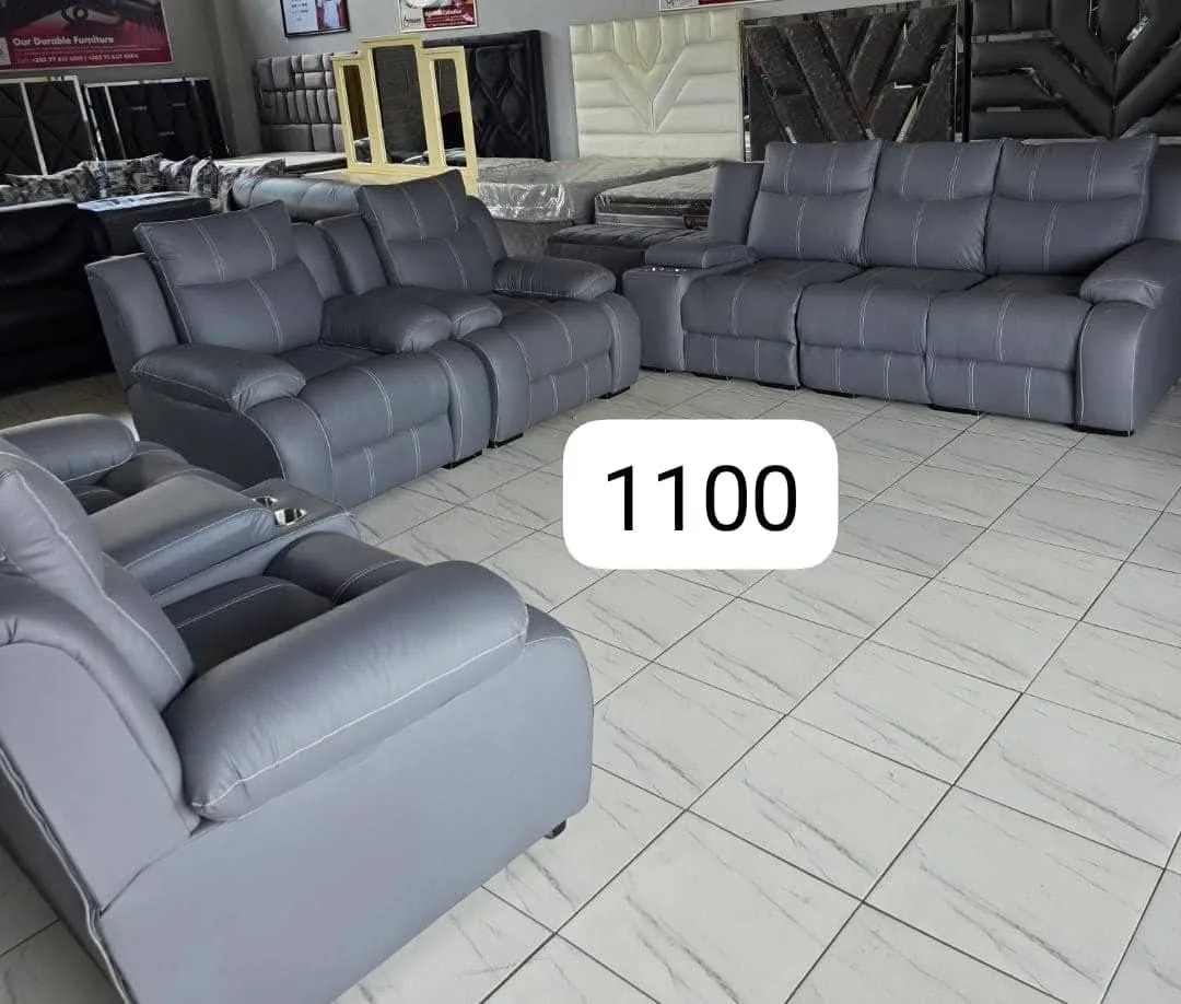 Grey Leather Sofa Set